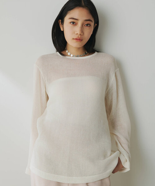 Whim Gazette(ウィムガゼット)の「リネンメッシュプルオーバー(シャツ/ブラウス・レディース・ベージュ/オフホワイト・FREE)」の4枚目の写真