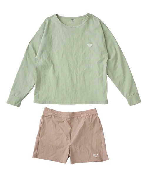 ROXY(ロキシー)の「MINI HEAR THE WAVES /ロキシーキッズ長袖ラッシュガード2点セット(水着)(ラッシュガード・キッズ・ホワイト/グリーン・120/130/140/110/150)」の4枚目の写真