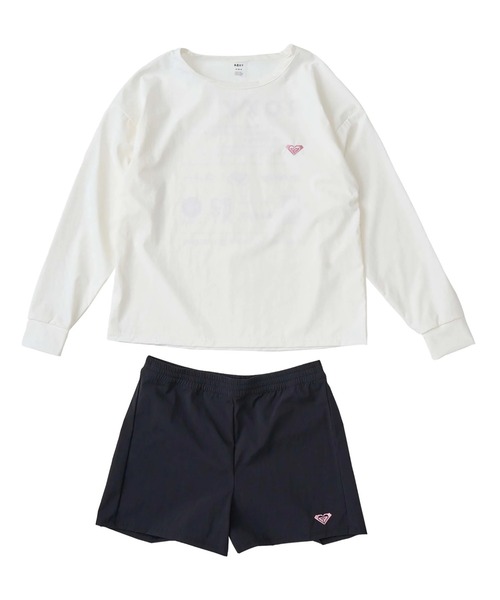 ROXY(ロキシー)の「MINI HEAR THE WAVES /ロキシーキッズ長袖ラッシュガード2点セット(水着)(ラッシュガード・キッズ・ホワイト/グリーン・120/130/140/110/150)」の3枚目の写真