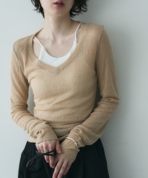 onit ディープVネック 長袖 カットソー ブラウン 新品未開封 ロンT ディープVネックロングスリーブTシャツの通販｜onit（オニット