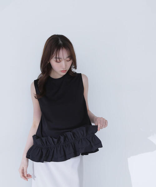 ボリュームフリルヘムドッキングクロップドTシャツ≪手洗い可能≫ MAYSON GREY｜ボリュームフリルヘムドッキングクロップドTシャツ