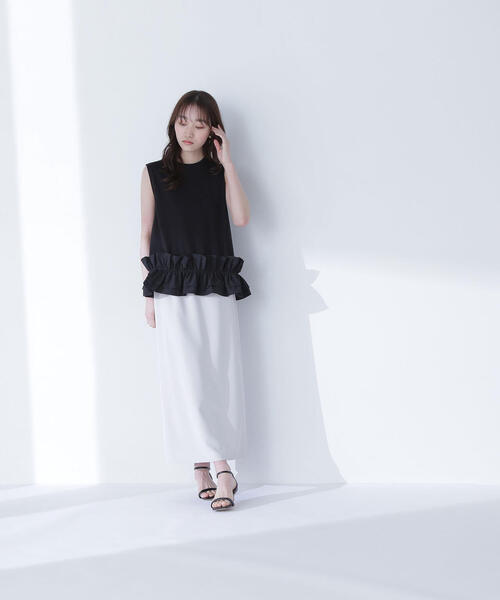 NATURAL BEAUTY BASIC（ナチュラルビューティーベーシック）の「◇フリルヘムドッキングカットソー（Tシャツ/カットソー・レディース・ブラック/オフホワイト・FREE）」の20枚目の写真