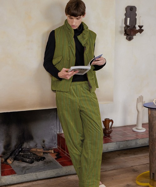 ベスト ジレ  Striped Corduroy Quited Vest / ストライプベスト レディース JNBY ベスト ジレ HOME Striped Corduroy Quited Vest