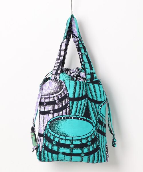 UNBILLION（アンビリオン）の「アフリカンスクエアー AFRICANSQUARE / パーニュ巾着エコバッグ 小（トートバッグ・レディース・サックスブルー・FREE）」の5枚目の写真