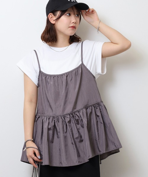 エグランティーヌ EGLANTINE キャミビスチェ＆カットソーセット （ブラック） エグランティーヌ EGLANTINE キャミビスチェ＆カットソーセット