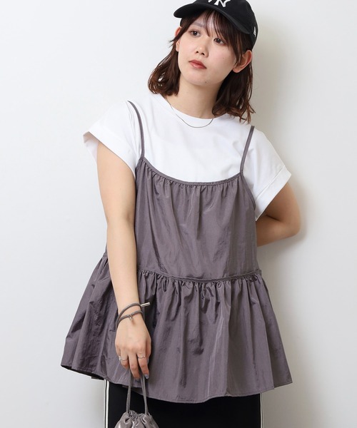 EGLANTINE(エグランティーヌ)の「EGLANTINE キャミビスチェ&カットソーセット(Tシャツ/カットソー・レディース・ブラック/グレー・40)」の9枚目の写真