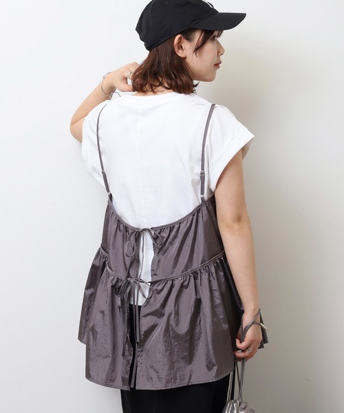 EGLANTINE(エグランティーヌ)の「EGLANTINE キャミビスチェ&カットソーセット(Tシャツ/カットソー・レディース・ブラック/グレー・40)」の11枚目の写真