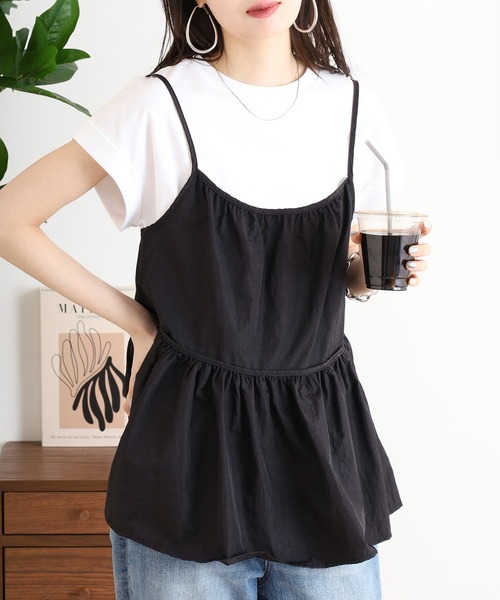 EGLANTINE(エグランティーヌ)の「EGLANTINE キャミビスチェ&カットソーセット(Tシャツ/カットソー・レディース・ブラック/グレー・40)」の4枚目の写真
