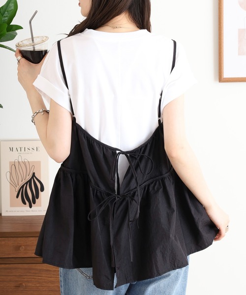 EGLANTINE(エグランティーヌ)の「EGLANTINE キャミビスチェ&カットソーセット(Tシャツ/カットソー・レディース・ブラック/グレー・40)」の5枚目の写真