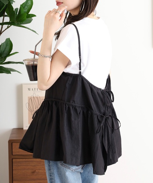 EGLANTINE(エグランティーヌ)の「EGLANTINE キャミビスチェ&カットソーセット(Tシャツ/カットソー・レディース・ブラック/グレー・40)」の6枚目の写真