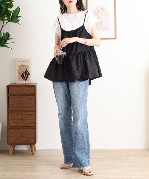 EGLANTINE(エグランティーヌ)の「EGLANTINE キャミビスチェ&カットソーセット(Tシャツ/カットソー・レディース・ブラック/グレー・40)」の7枚目の写真