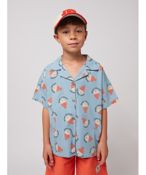 BOBO CHOSES(ボボショーズ)の「Morning Egg all over light denim shirt(シャツ/ブラウス・キッズ・ライトブルー・2-3YEAR/4-5YEAR/6-7YEAR/8-9y/10-11y)」の1枚目の写真