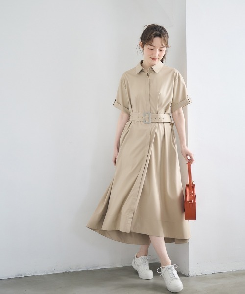 12Twelve Agenda（トゥエルブ　アジェンダ）の「トレンチ風シャツワンピース（ワンピース・レディース・ネイビー/カーキ/ベージュ・M）」の6枚目の写真