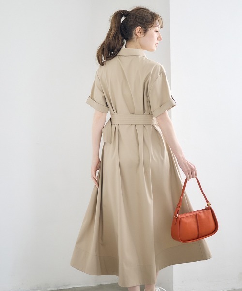 12Twelve Agenda（トゥエルブ　アジェンダ）の「トレンチ風シャツワンピース（ワンピース・レディース・ネイビー/カーキ/ベージュ・M）」の8枚目の写真