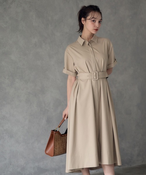12Twelve Agenda（トゥエルブ　アジェンダ）の「トレンチ風シャツワンピース（ワンピース・レディース・ネイビー/カーキ/ベージュ・M）」の4枚目の写真