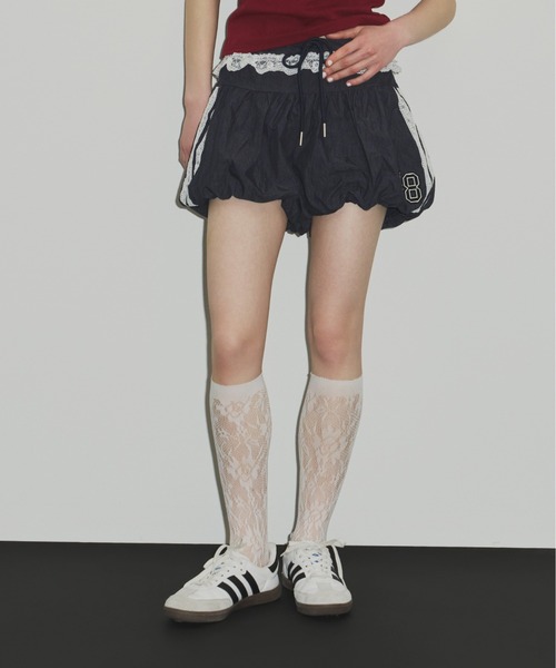 激レア☆美品！sugergloss♡黒ファー付きショートパンツ♡平成ギャル レース付きナイロンバルーンショートパンツ（その他パンツ