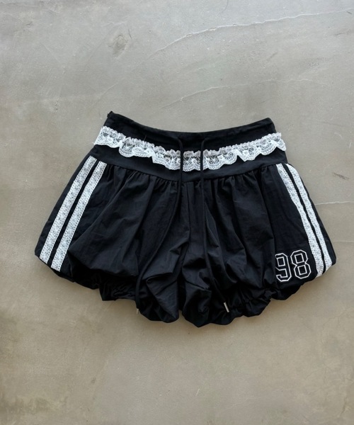 SHAGGIE（シャギー）の「レース付きナイロンバルーンショートパンツ（その他パンツ・レディース・ブラック/ネイビー・FREE）」の3枚目の写真