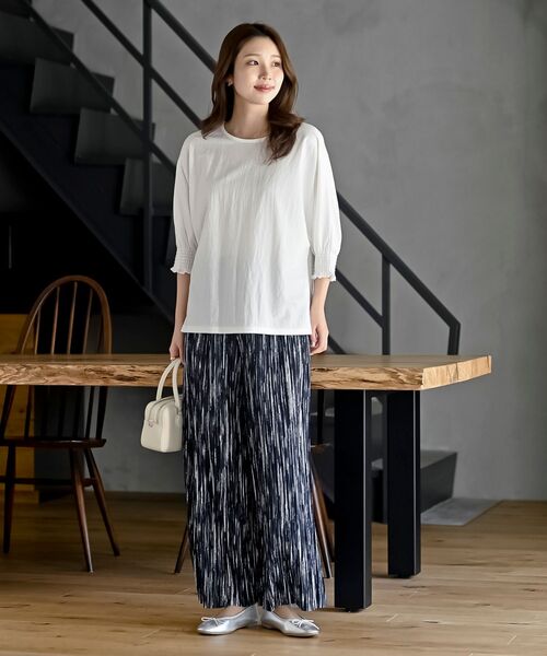 rps（アールピーエス）の「冷感カノコ袖シャーリングドルマンプルオーバー（Tシャツ/カットソー・レディース・ブラック/カーキ/オフホワイト/チャコールグレー・フリー）」の14枚目の写真