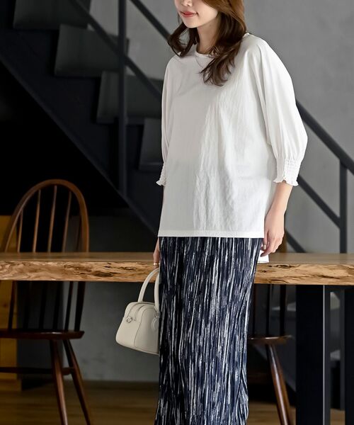 rps（アールピーエス）の「冷感カノコ袖シャーリングドルマンプルオーバー（Tシャツ/カットソー・レディース・ブラック/カーキ/オフホワイト/チャコールグレー・フリー）」の15枚目の写真