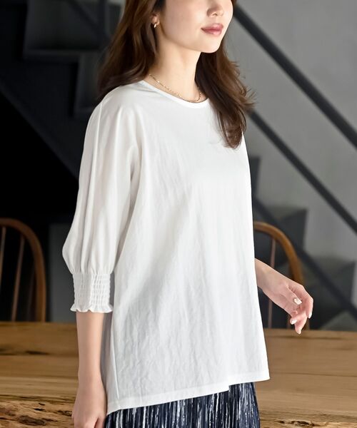 rps（アールピーエス）の「冷感カノコ袖シャーリングドルマンプルオーバー（Tシャツ/カットソー・レディース・ブラック/カーキ/オフホワイト/チャコールグレー・フリー）」の21枚目の写真