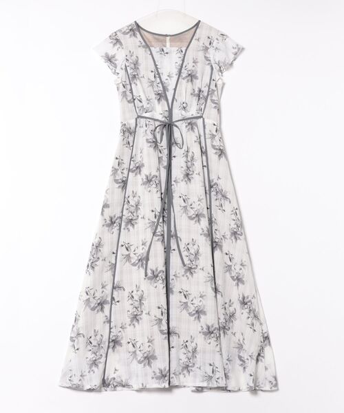 トゥエルブアジェンダ　モノトーン小花柄ロングワンピース モノトーン小花柄ロングワンピース（ワンピース）｜12Twelve Agenda