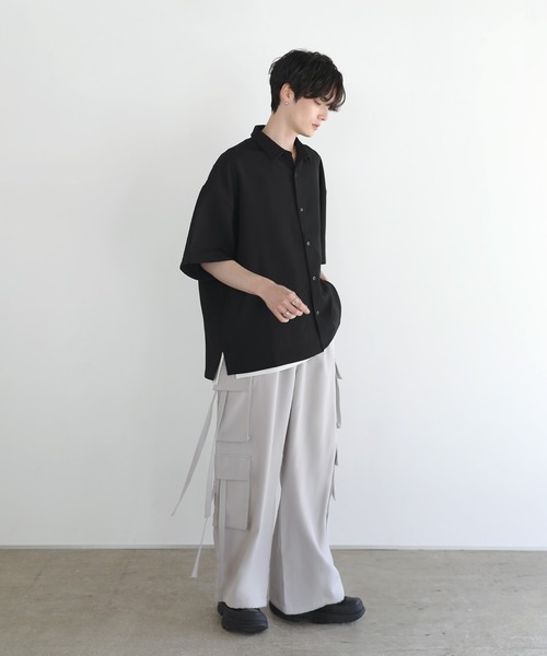 LILL（リル）の「リラクシングハーフスリーブレギュラーシャツ（シャツ/ブラウス・メンズ・ブラック系/ブルー系/ホワイト/ホワイト系/ブラック・S/M/L/XL）」の19枚目の写真