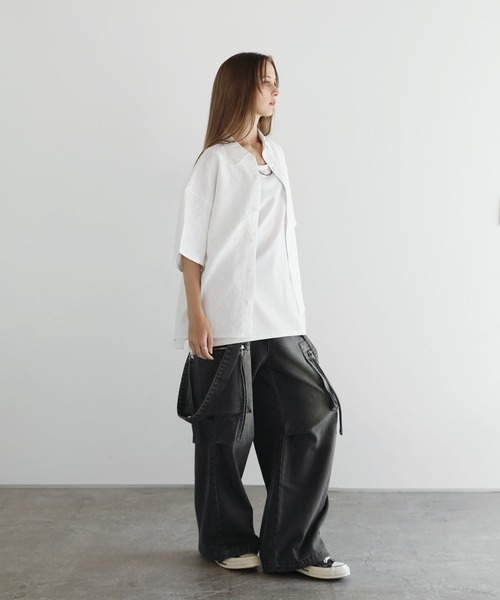 LILL（リル）の「リラクシングハーフスリーブレギュラーシャツ（シャツ/ブラウス・メンズ・ブラック系/ブルー系/ホワイト/ホワイト系/ブラック・S/M/L/XL）」の9枚目の写真