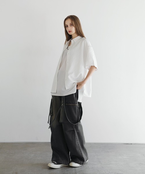 LILL（リル）の「リラクシングハーフスリーブレギュラーシャツ（シャツ/ブラウス・メンズ・ブラック系/ブルー系/ホワイト/ホワイト系/ブラック・S/M/L/XL）」の10枚目の写真