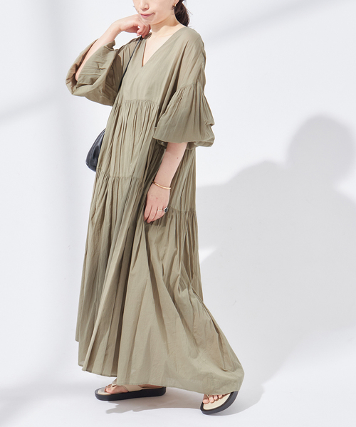 美品♡ JOURNAL STANDARD リネンプルオーバーワンピース 薄地 リネン ワンピース ピンタック アオザイ風 リネンドレス
