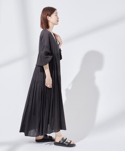 ゆっこ様☆ジャーナルスタンダードレサージュ 麻 洗える Vネックワンピース journal standard L'essage（ジャーナルスタンダードレサージュ
