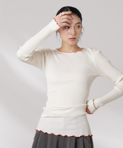 Opera SPORT(オペラスポーツ)の「OperaSPORT/LENA SEAMLESS TOP(Tシャツ/カットソー・レディース・ホワイト/ブラック・S)」の7枚目の写真
