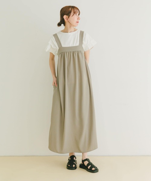 ITEMS URBANRESEARCH(アイテムズ アーバンリサーチ)の「リラックスギャザージャンスカ(ワンピース・レディース・ライトベージュ/チャコールグレー・FREE)」の7枚目の写真