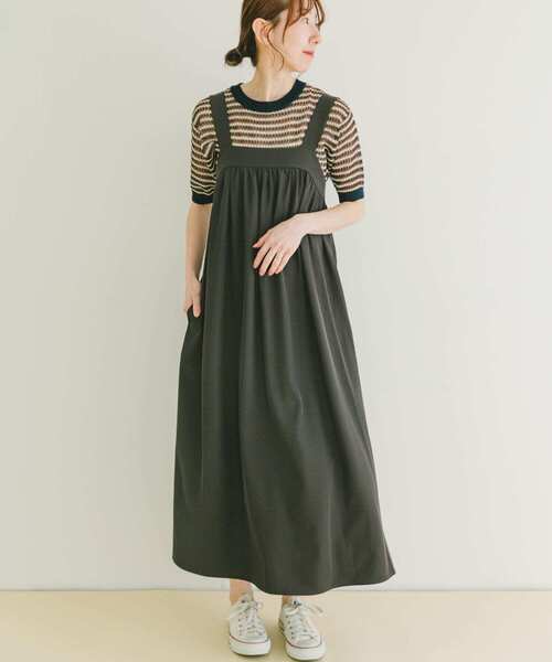 ITEMS URBANRESEARCH(アイテムズ アーバンリサーチ)の「リラックスギャザージャンスカ(ワンピース・レディース・ライトベージュ/チャコールグレー・FREE)」の10枚目の写真