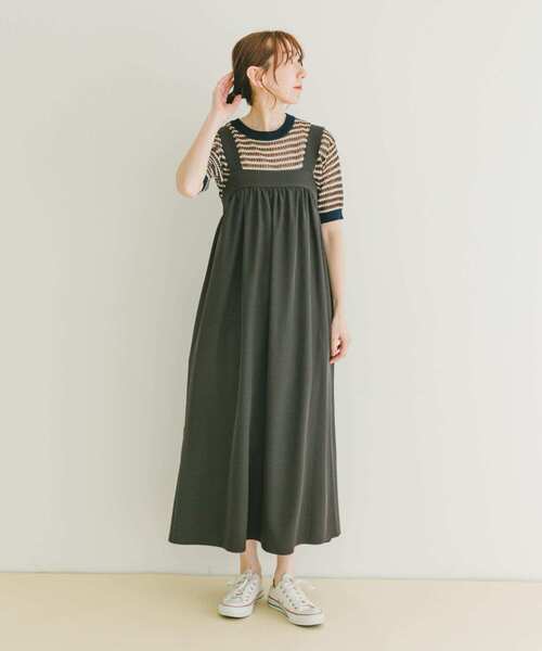 ITEMS URBANRESEARCH(アイテムズ アーバンリサーチ)の「リラックスギャザージャンスカ(ワンピース・レディース・ライトベージュ/チャコールグレー・FREE)」の13枚目の写真