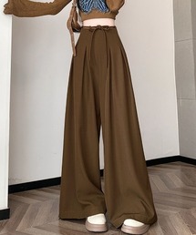 ワイドパンツ タック入り ロング丈
