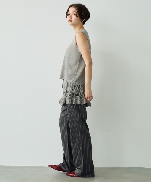 Clum（クルム）の「Sheer knit ensemble set up / シアーニットアンサンブルセットアップ（アンサンブル・レディース・ホワイト/ライム/グレー・FREE）」の22枚目の写真