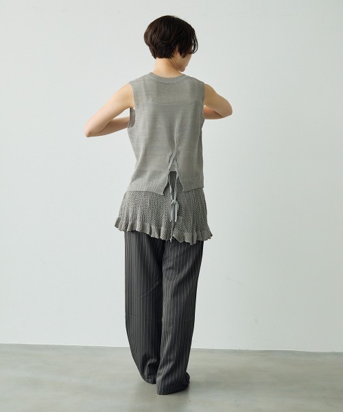 Clum（クルム）の「Sheer knit ensemble set up / シアーニットアンサンブルセットアップ（アンサンブル・レディース・ホワイト/ライム/グレー・FREE）」の21枚目の写真
