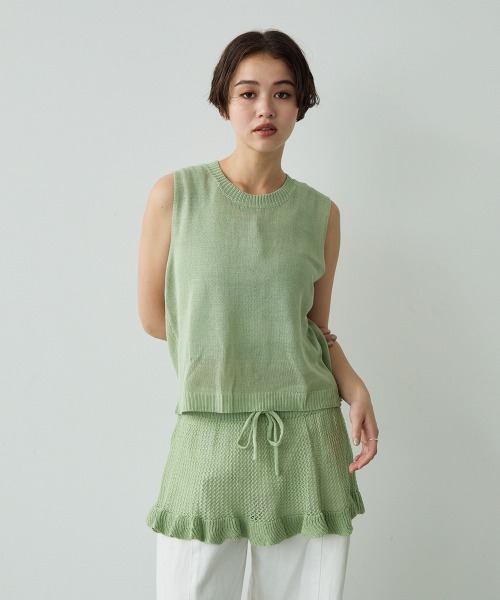 Clum（クルム）の「Sheer knit ensemble set up / シアーニットアンサンブルセットアップ（アンサンブル・レディース・ホワイト/ライム/グレー・FREE）」の20枚目の写真