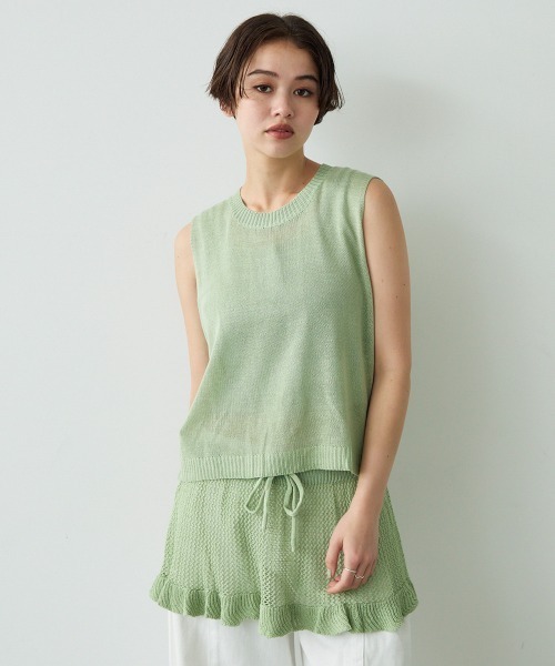 Clum（クルム）の「Sheer knit ensemble set up / シアーニットアンサンブルセットアップ（アンサンブル・レディース・ホワイト/ライム/グレー・FREE）」の19枚目の写真