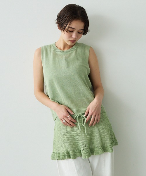 Clum（クルム）の「Sheer knit ensemble set up / シアーニットアンサンブルセットアップ（アンサンブル・レディース・ホワイト/ライム/グレー・FREE）」の17枚目の写真