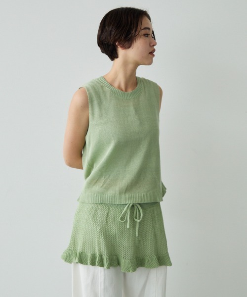 Clum（クルム）の「Sheer knit ensemble set up / シアーニットアンサンブルセットアップ（アンサンブル・レディース・ホワイト/ライム/グレー・FREE）」の16枚目の写真