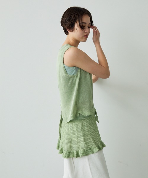 Clum（クルム）の「Sheer knit ensemble set up / シアーニットアンサンブルセットアップ（アンサンブル・レディース・ホワイト/ライム/グレー・FREE）」の15枚目の写真
