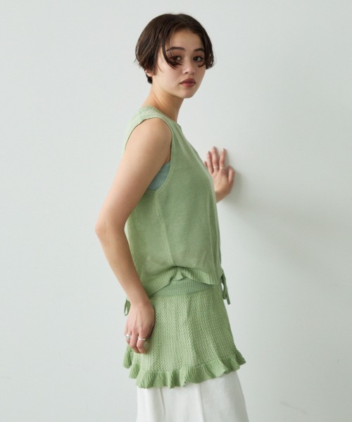 Clum（クルム）の「Sheer knit ensemble set up / シアーニットアンサンブルセットアップ（アンサンブル・レディース・ホワイト/ライム/グレー・FREE）」の14枚目の写真