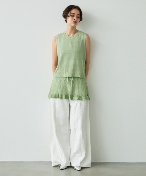 Clum（クルム）の「Sheer knit ensemble set up / シアーニットアンサンブルセットアップ（アンサンブル・レディース・ホワイト/ライム/グレー・FREE）」の12枚目の写真