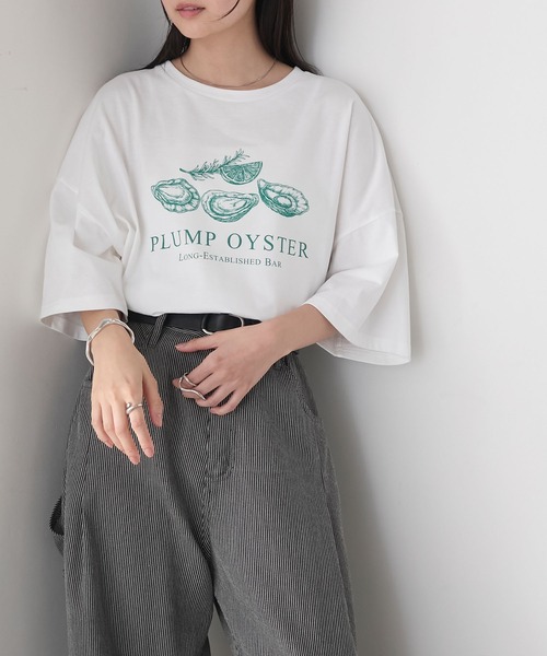forksy.(フォルクシー)の「【forksy.】オイスタープリント オーバーサイズTシャツ(Tシャツ/カットソー・レディース・アイボリー/ブラック/オフホワイト/オートミール・FREE)」の17枚目の写真