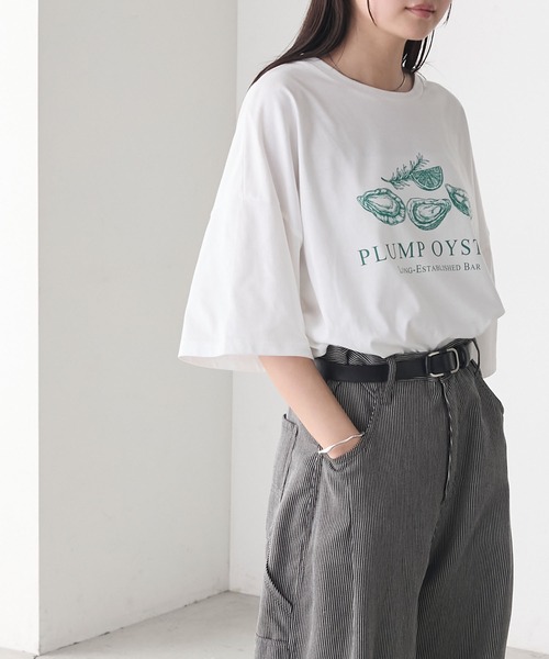 い*お様 MUSUBORE オイスタープリント 半袖Tシャツ イラストプリント半袖Tシャツ 49AV JUNKO SHIMADA｜クロスプラス