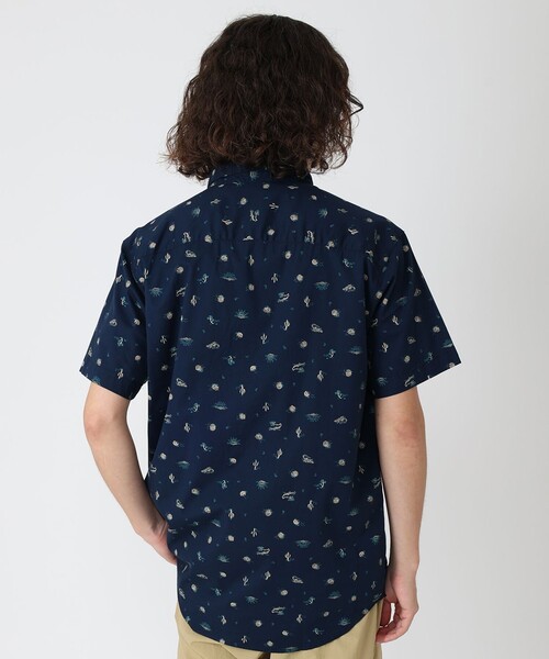 ネイビー ショートスリーブ 半袖シャツ　ブラウス セール】Columbia／ラピッドリバーズプリント ショートスリーブ シャツ