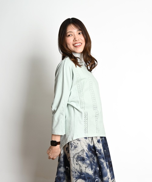 MARAI(マーライ)の「UVカット タートルネック7分袖カットソー(Tシャツ/カットソー・レディース・ライトグレー/グレー/ネイビー/ブラック/ホワイト・LL/L/M)」の6枚目の写真