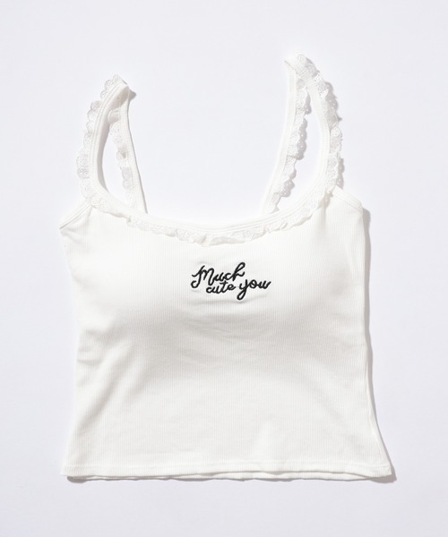 Lace Ladies(レースレディース)の「刺繍付き フリルネック カップ付き リブ キャミソール(キャミソール・レディース・ホワイト/アイボリー/ブラック・FREE)」の16枚目の写真