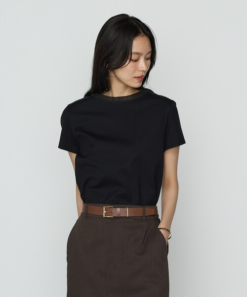 COMME CA(コムサ)の「コヒノールスムース ニット付きTシャツ(Tシャツ/カットソー・レディース・グレイッシュベージュ/ブルー/ブラック/ホワイト・9号/11号)」の2枚目の写真